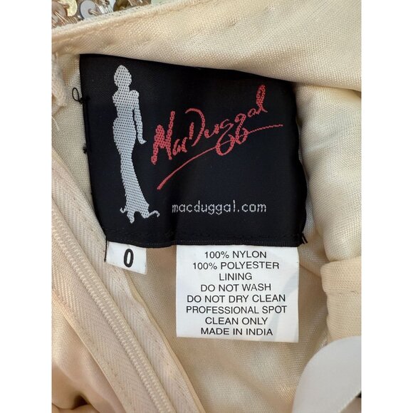 Mac Duggal Shimmering Gold Sequin Slit Gown #1068 NWT - Size 0 - Picture 6 of 12